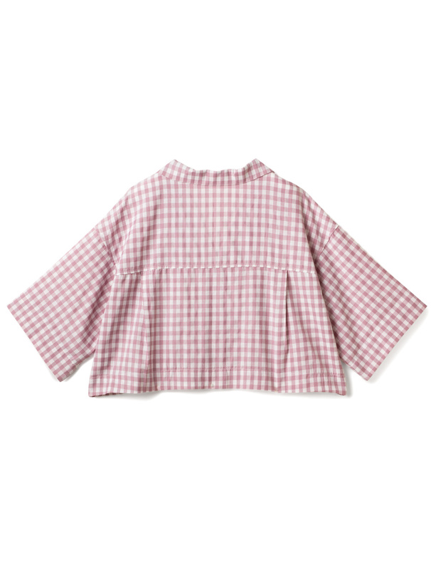 ギンガムチェック柄ショート丈シャツ