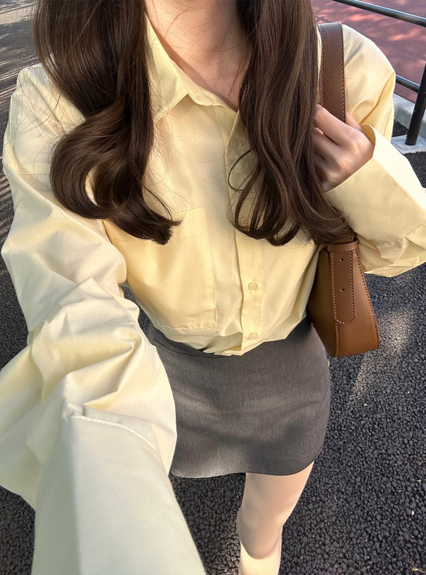 ラウンドヘムオーバーサイズシャツ