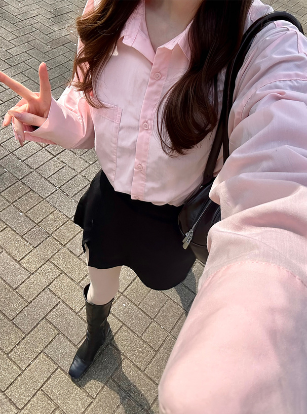 ラウンドヘムオーバーサイズシャツ