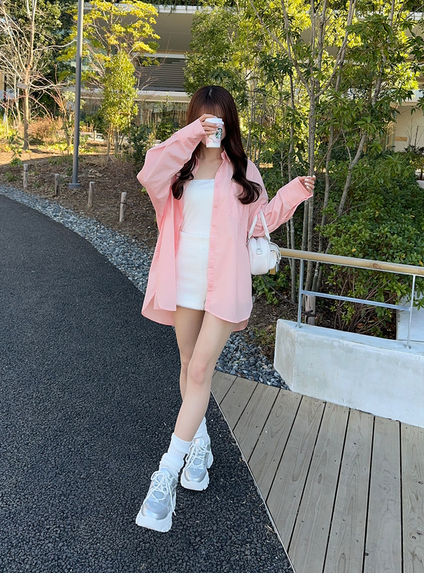 ラウンドヘムオーバーサイズシャツ