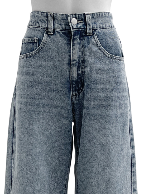 ハイウエストデニムバレルレッグパンツ