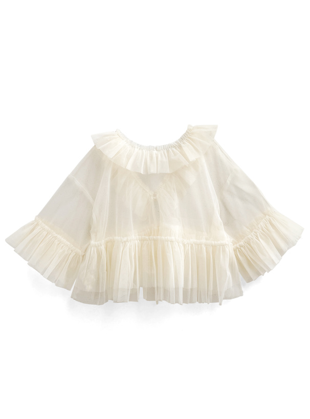 チュールフリルシアーブラウス