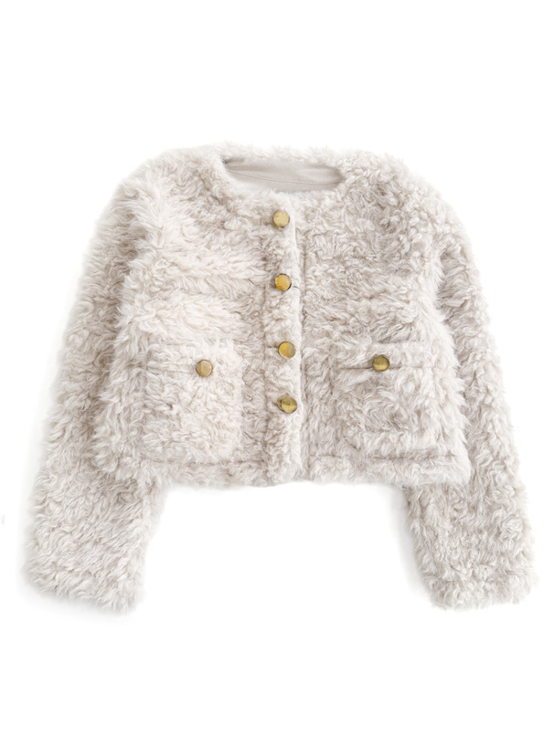 グレイル　新品　ゴールドボタンシープファージャケット[on326]アイボリー ゴールドボタンシープファージャケット[on326] | レディース