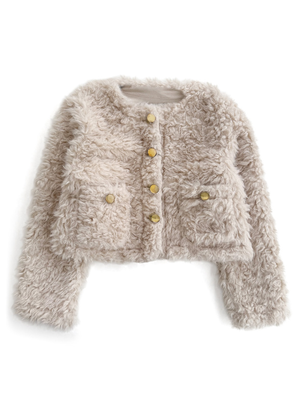 ゴールドボタンシープファージャケット[on326] | レディース