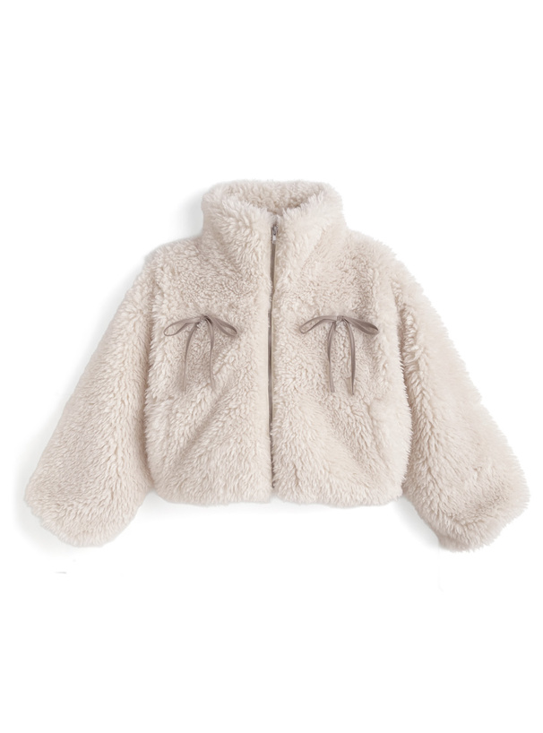 リボンボアショート丈ジャケット[on329] | レディースファッション通販