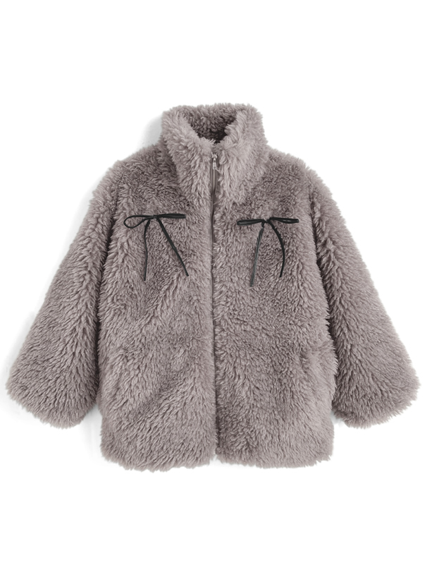 リボン付きボアジャケット[on329a] | レディースファッション通販の