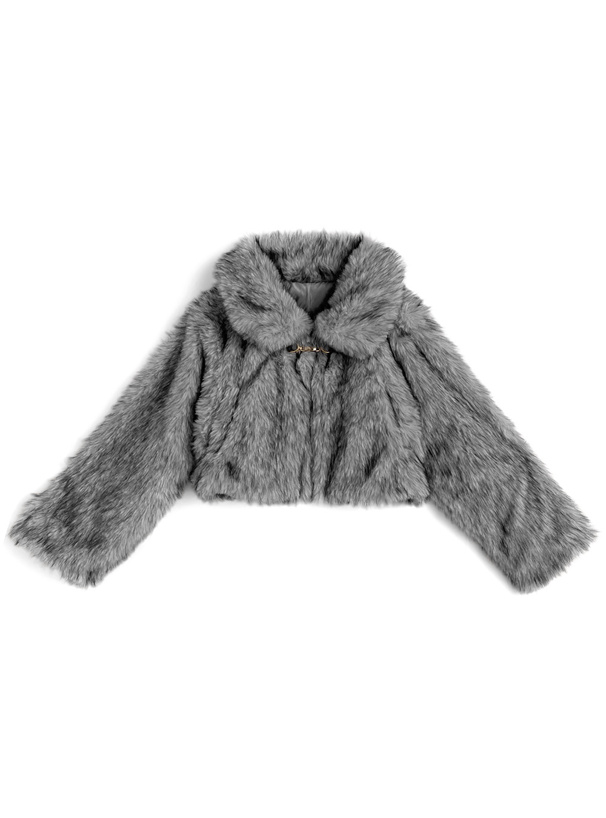 ビットつきミックスファーショート丈コート