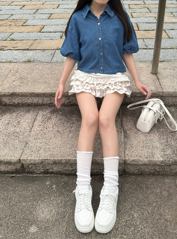 バルーンスリーブデニムシャツ