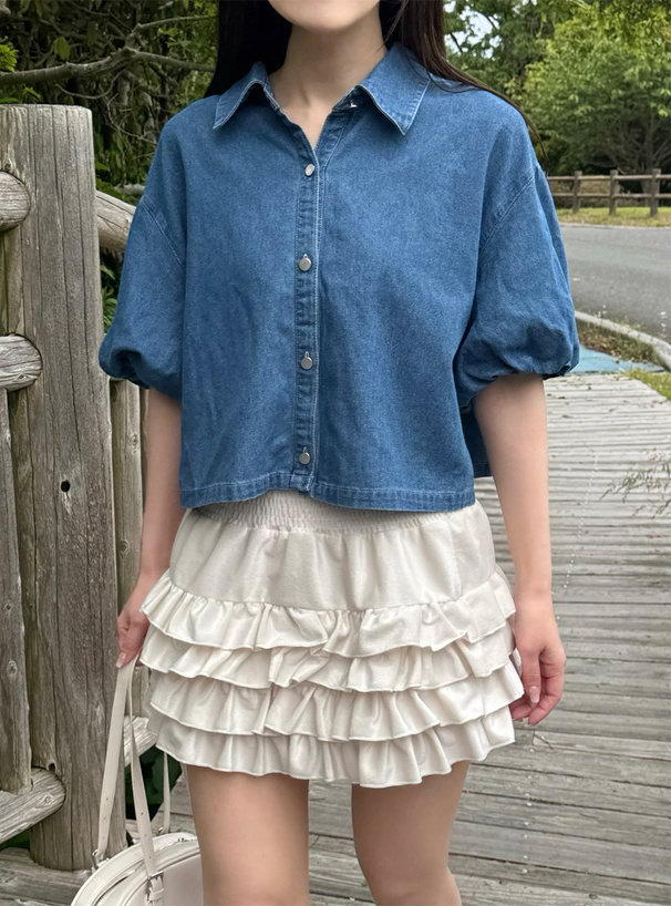 バルーンスリーブデニムシャツ