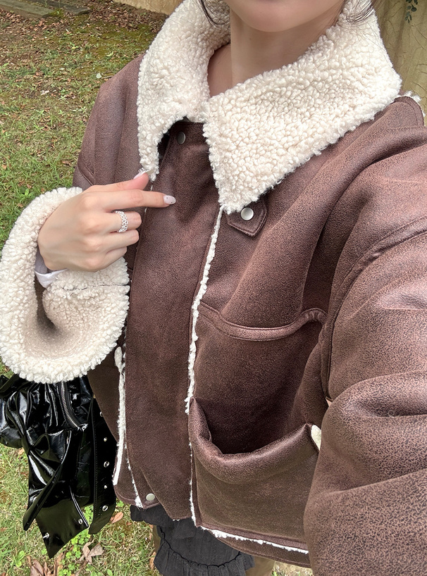 襟2Wayムートンブルゾン[on345] | レディースファッション通販の