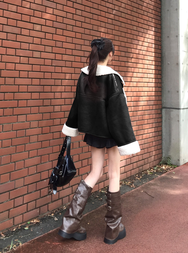 襟2Wayムートンブルゾン[on345] | レディースファッション通販の