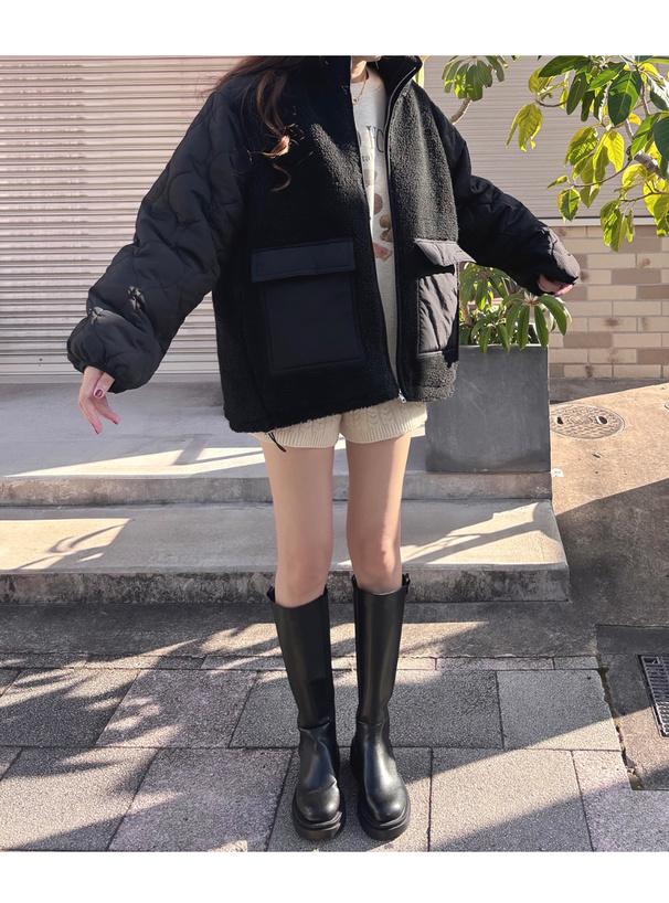 apolina キルティング　ボア　ジャケット apolina アポリナ キルト ジャケット コート ボア - メルカリ