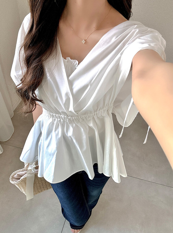 カシュクールギャザートップス