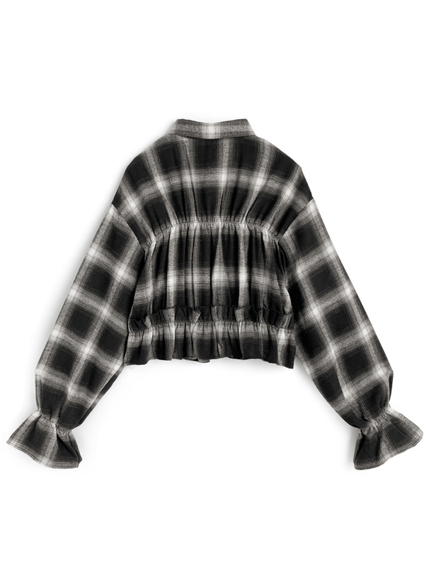 45rpmフリル付きブラウン・ホワイトチェックシャツ 45rpmフリル付きブラウン・ホワイトチェックシャツ