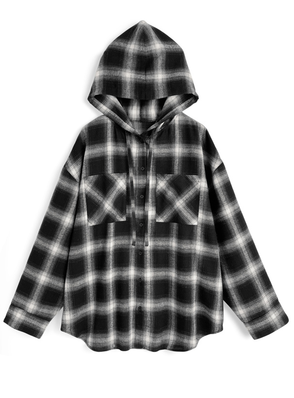 フード付きチェック柄シャツ[on356] | レディースファッション通販の