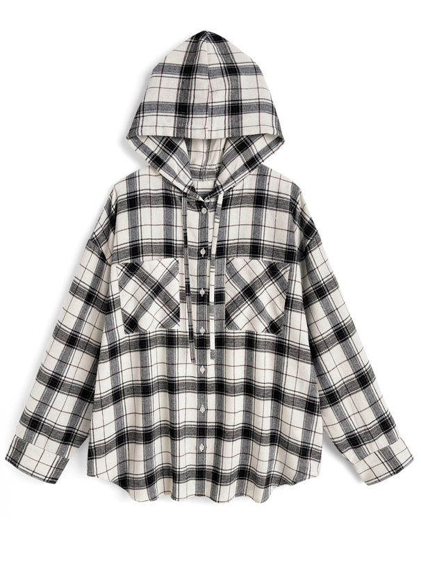 フード付きチェック柄シャツ[on356] | レディースファッション