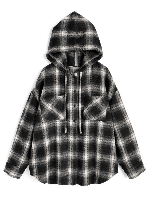 フード付きチェック柄シャツ[on356a] | レディースファッション通販の