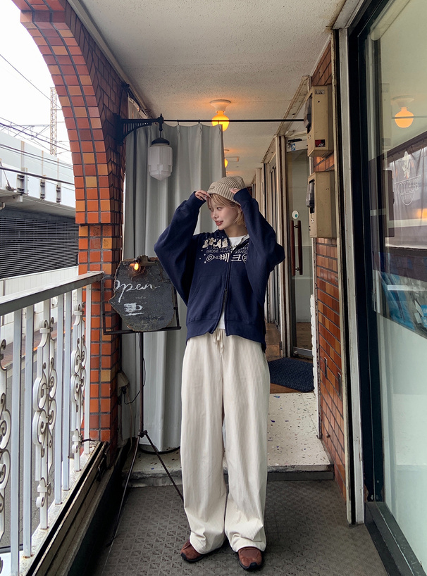 コーデュロイワイドパンツ