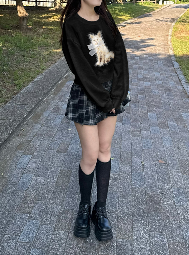 キャットリボンニットトップス