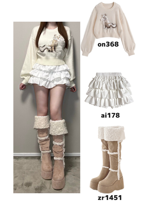 キャットリボンニットトップス