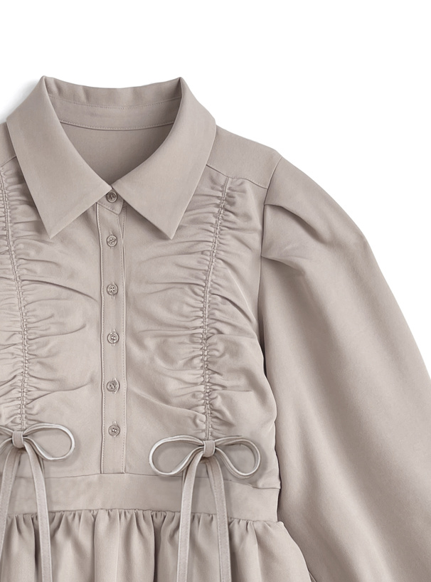 ギャザーリボンフレアミニワンピース[on369] | レディース