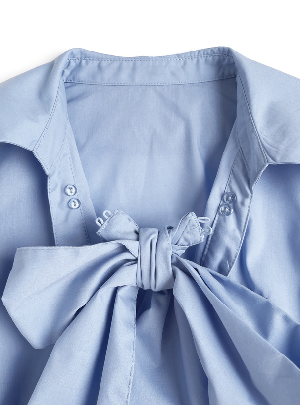 リボン付き2Wayロゴ刺繍スキッパーブラウス