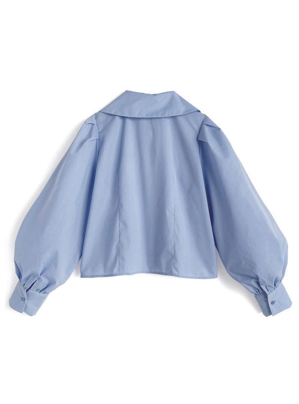 リボン付き2Wayロゴ刺繍スキッパーブラウス