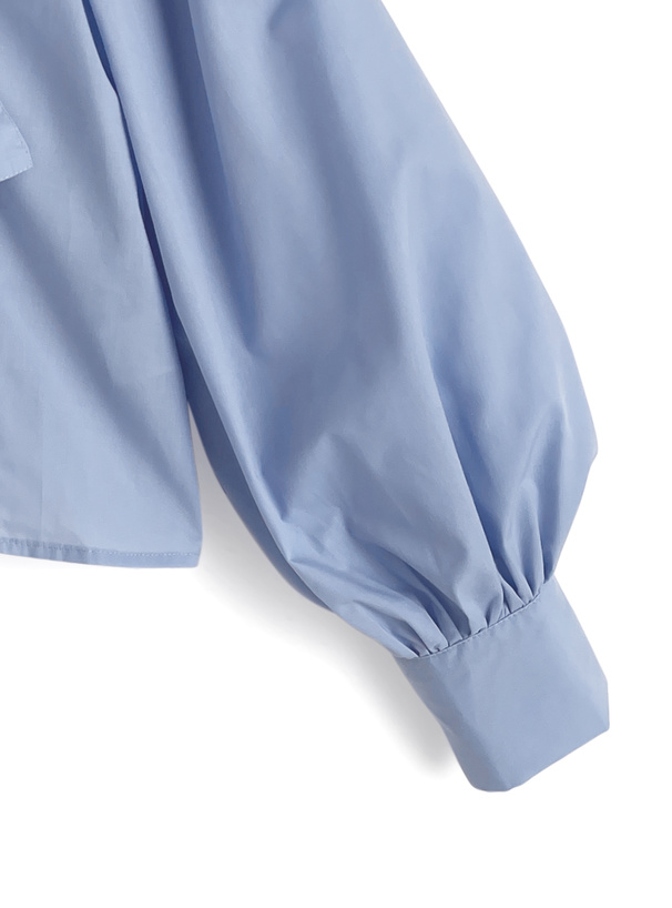 リボン付き2Wayロゴ刺繍スキッパーブラウス