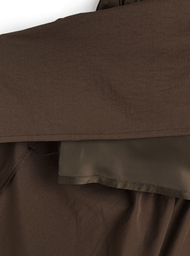 フロントジップ切替ティアードロングスカート