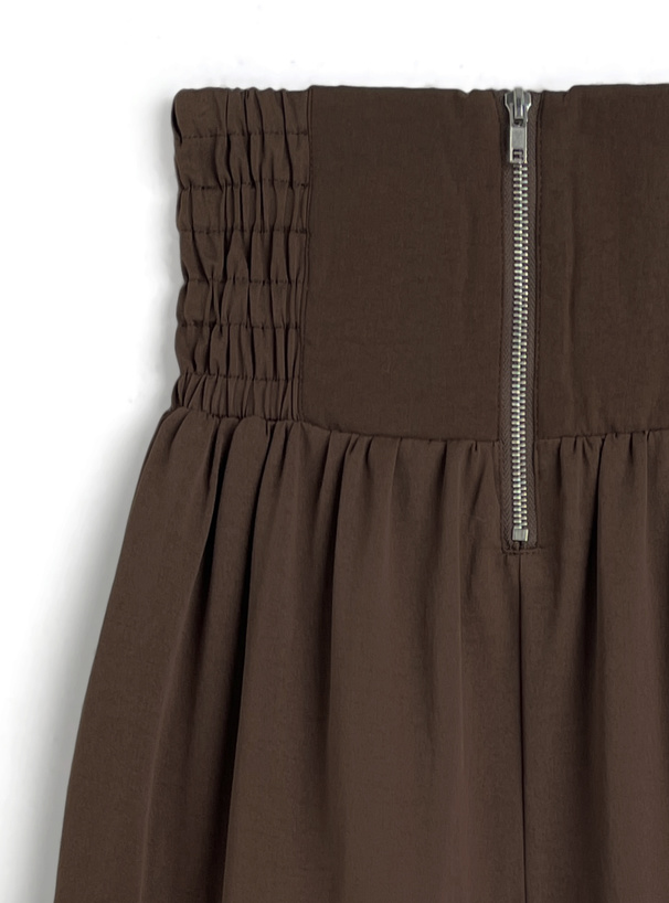フロントジップ切替ティアードロングスカート