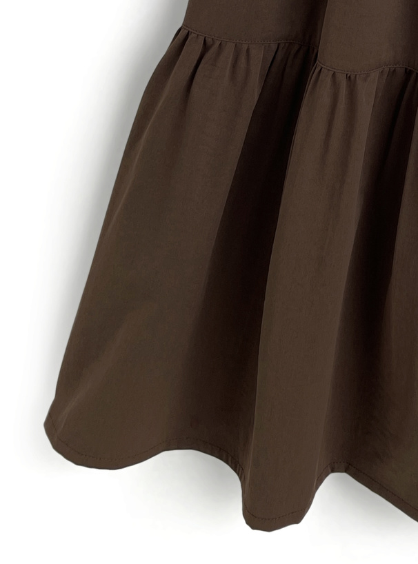 フロントジップ切替ティアードロングスカート