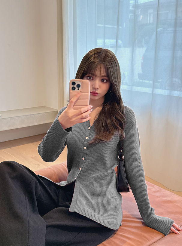 スキッパーリブニットカーディガン