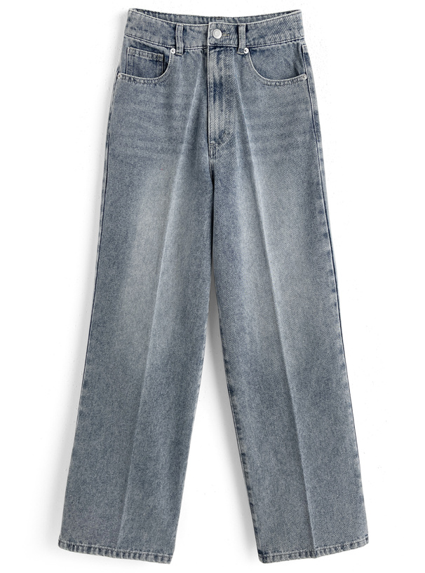 センタープレスワイドデニムパンツ[on378]