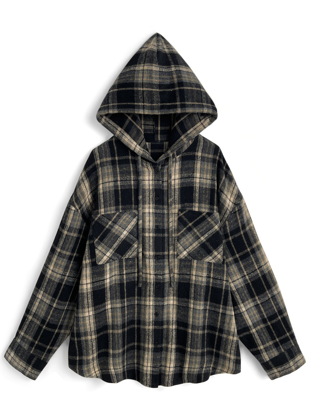 フード付きチェック柄シャツ[on381] | レディースファッション通販の