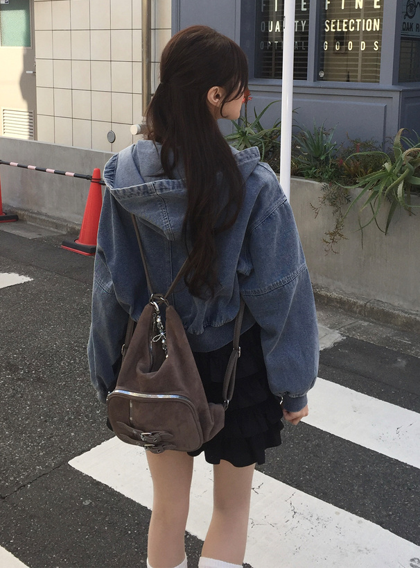 ダブルジップデニムパーカー