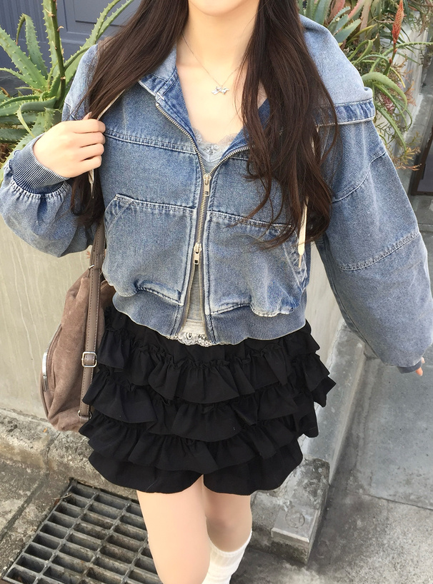 ダブルジップデニムパーカー