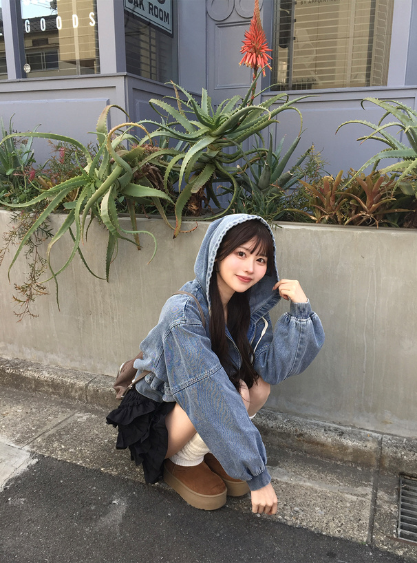 ダブルジップデニムパーカー