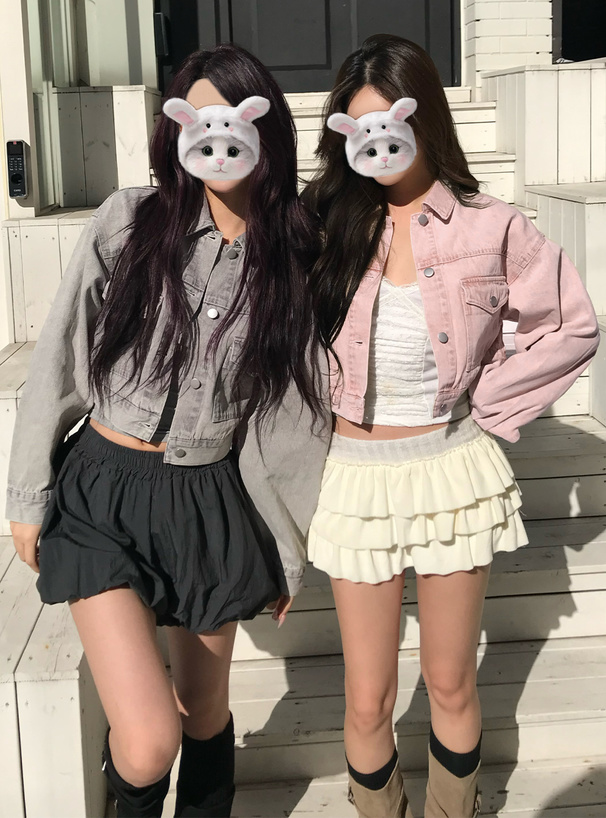 ショート丈カラーデニムジャケット