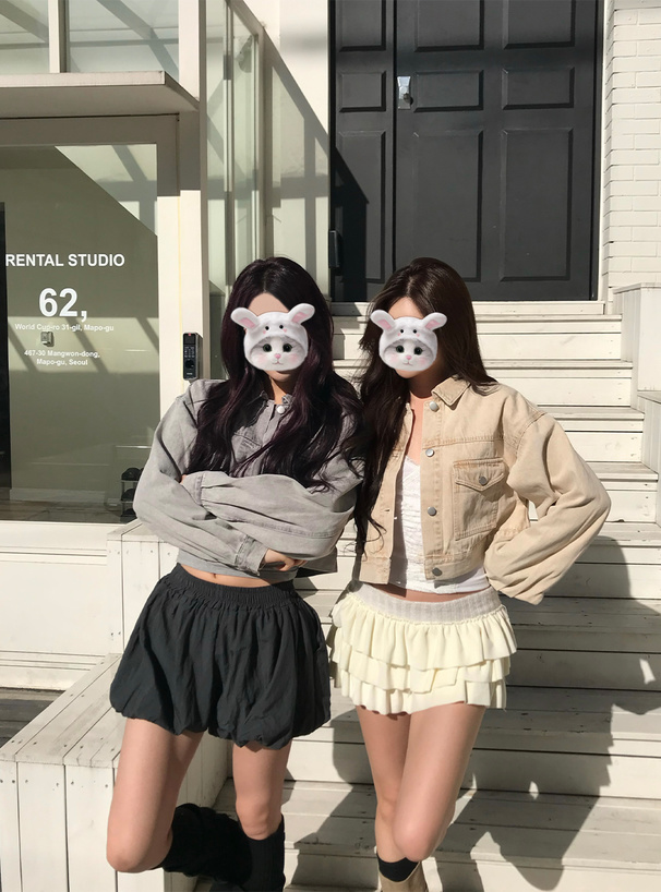 ショート丈カラーデニムジャケット