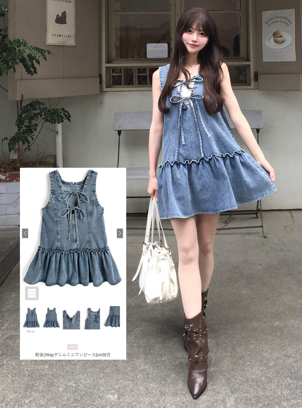 前後2Wayデニムミニワンピース