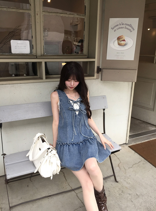 前後2Wayデニムミニワンピース