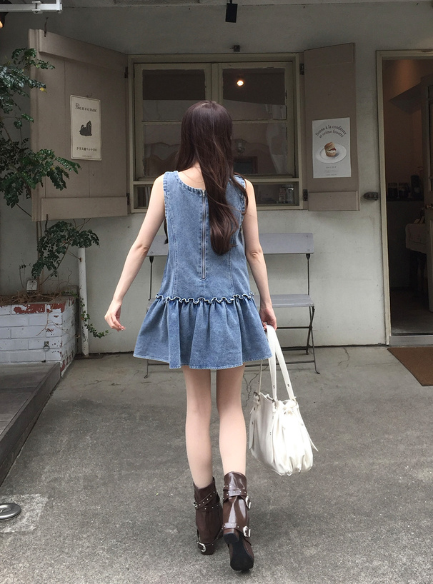 前後2Wayデニムミニワンピース