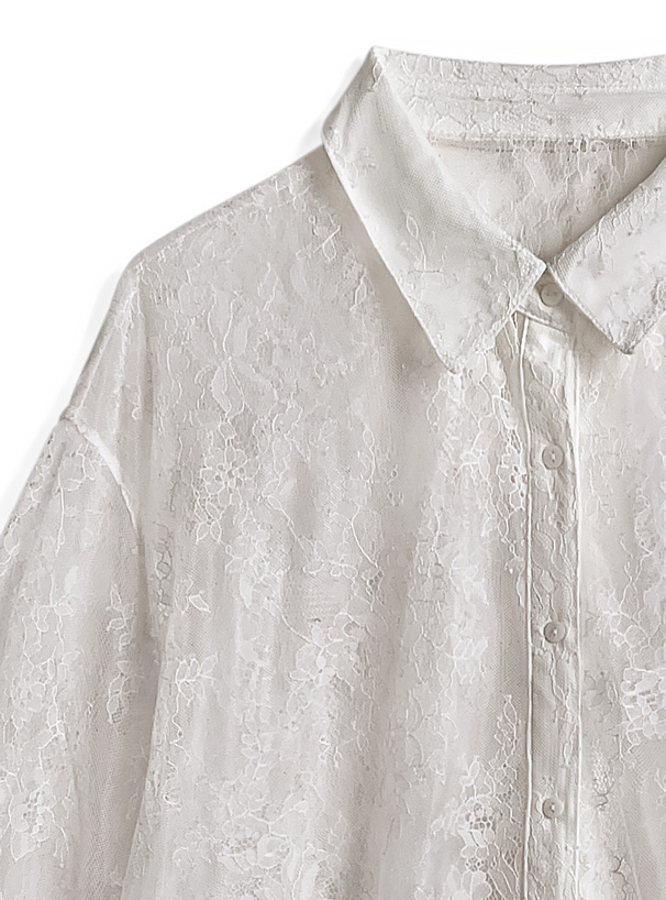レースボリュームスリーブシャツ