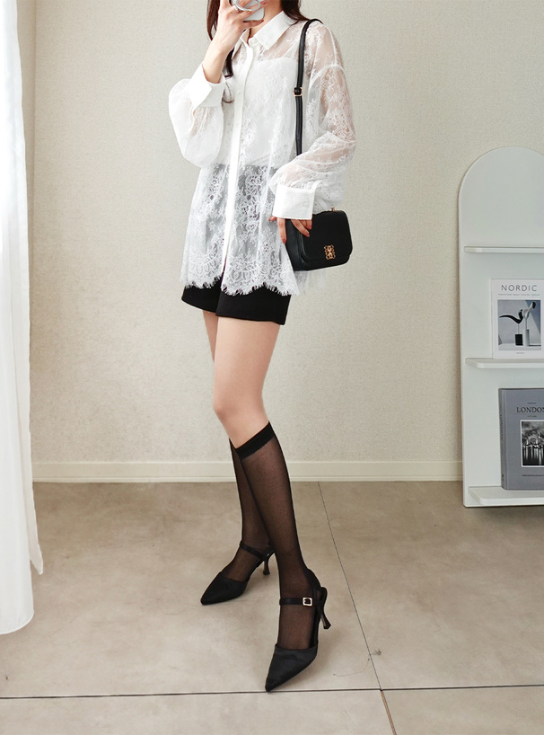 レースボリュームスリーブシャツ