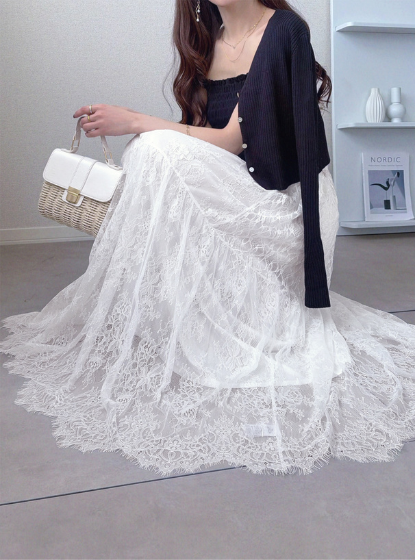 ぺチスカート付き切替レーススカート