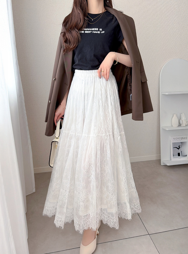 ぺチスカート付き切替レーススカート