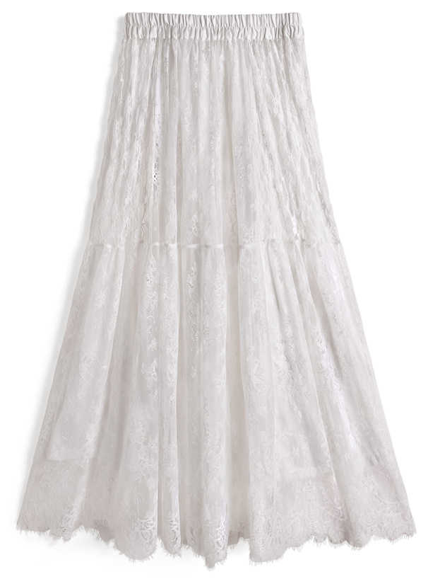 ぺチスカート付き切替レーススカート