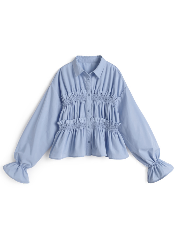 シャーリングフリルブラウス[on392]