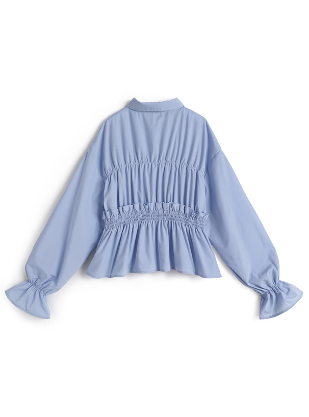 シャーリングフリルブラウス