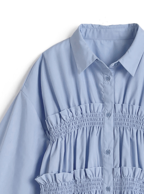 シャーリングフリルブラウス